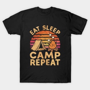 Eat Sleep Camp Repeat, Vintage Camping T-Shirt